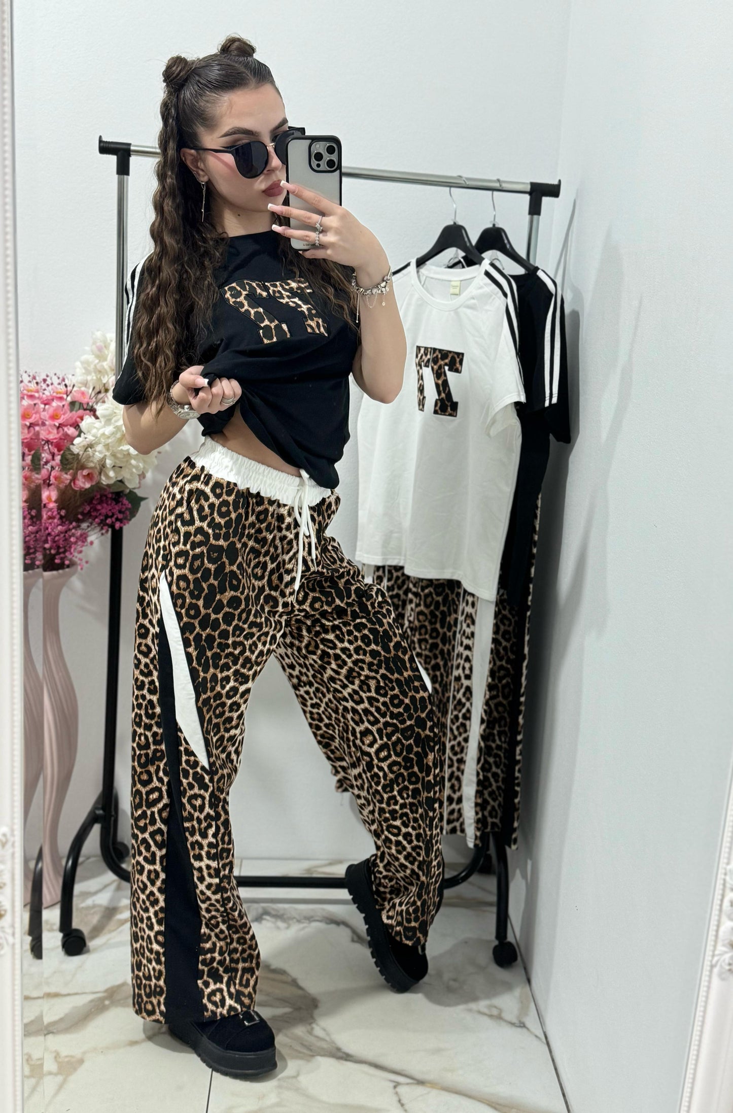 Compleu sport M cu imprimeu leopard