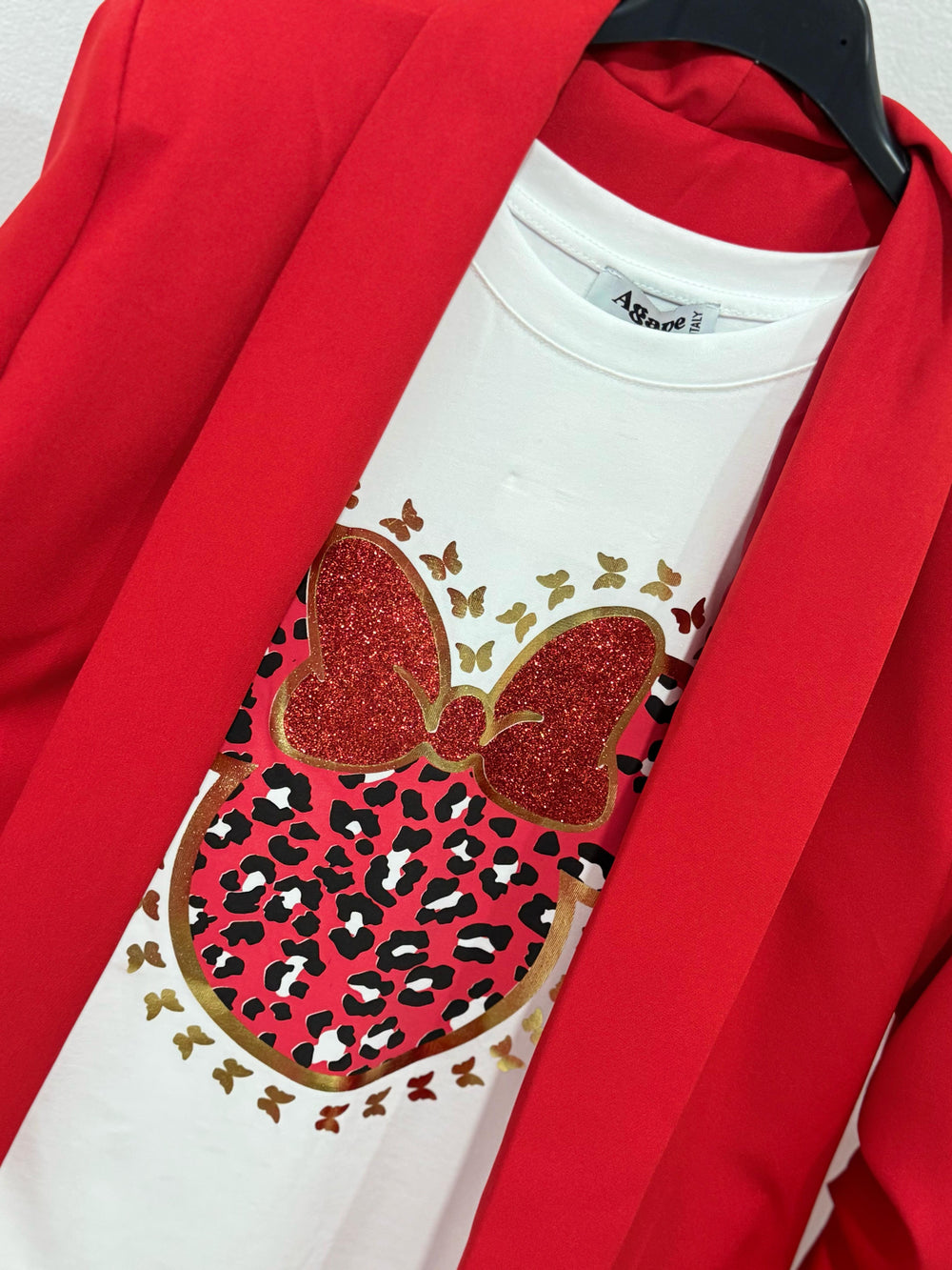 Set sacou rosu + tricou Mouse