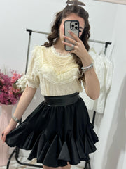 Bluza beige din dantela Natalie