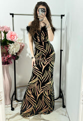 Rochie lunga eleganta din paiete neagra Arin