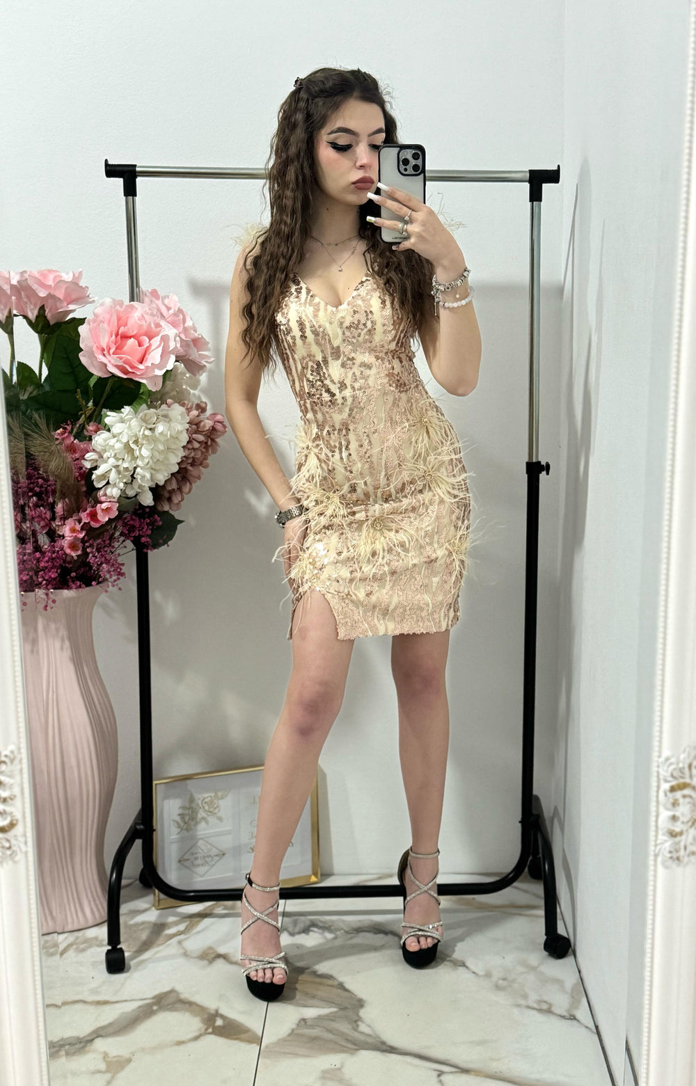 Rochie cu paiete gold Nadine