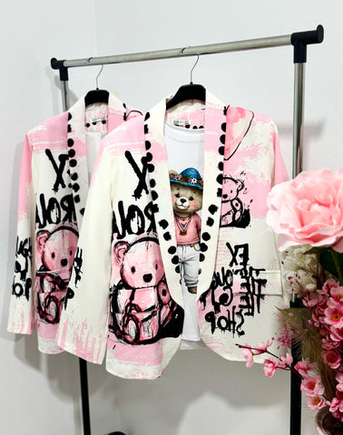 Sacou colorat Pink Bear