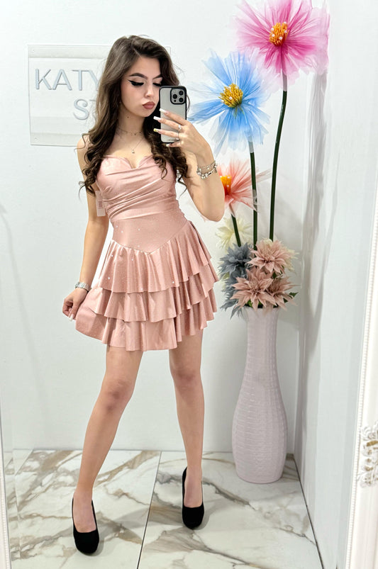 Rochie eleganta roz pudra Zonia