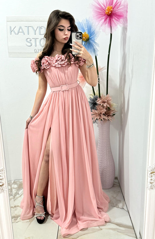 Rochie lunga roz-pudra Annais