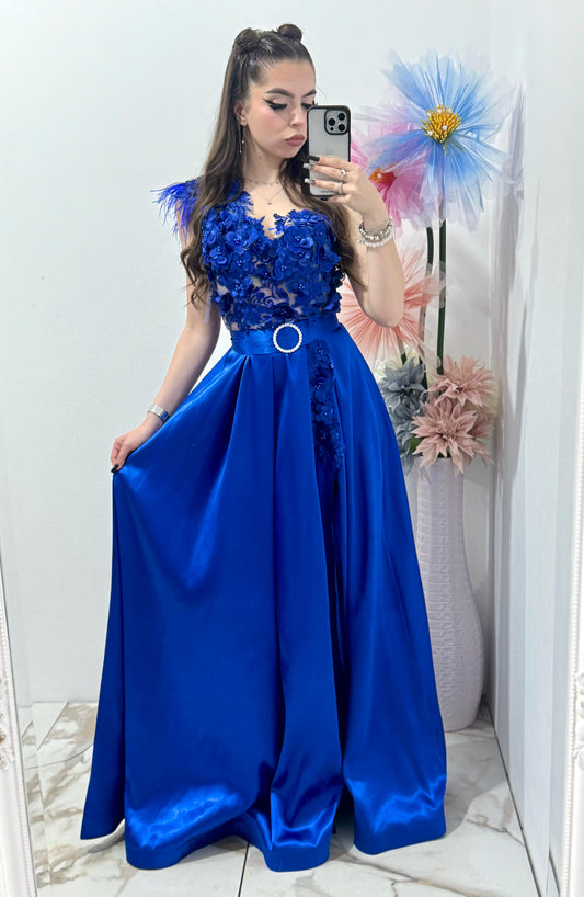 Rochie lunga din tafta albastra Gabrielle