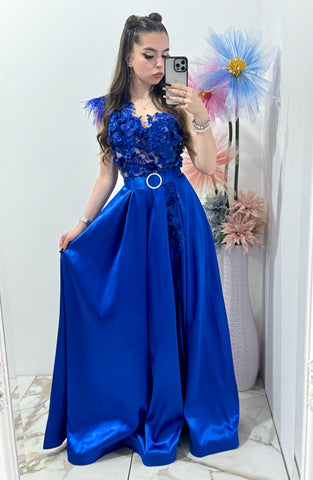 Rochie lunga din tafta albastra Gabrielle