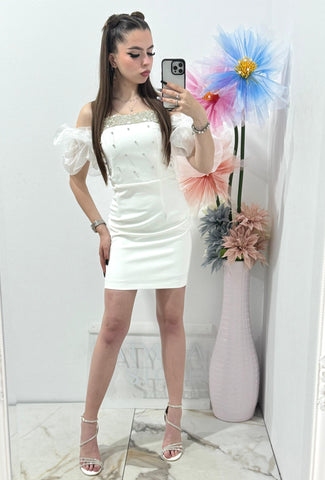 Rochie scurta alba Clarisse