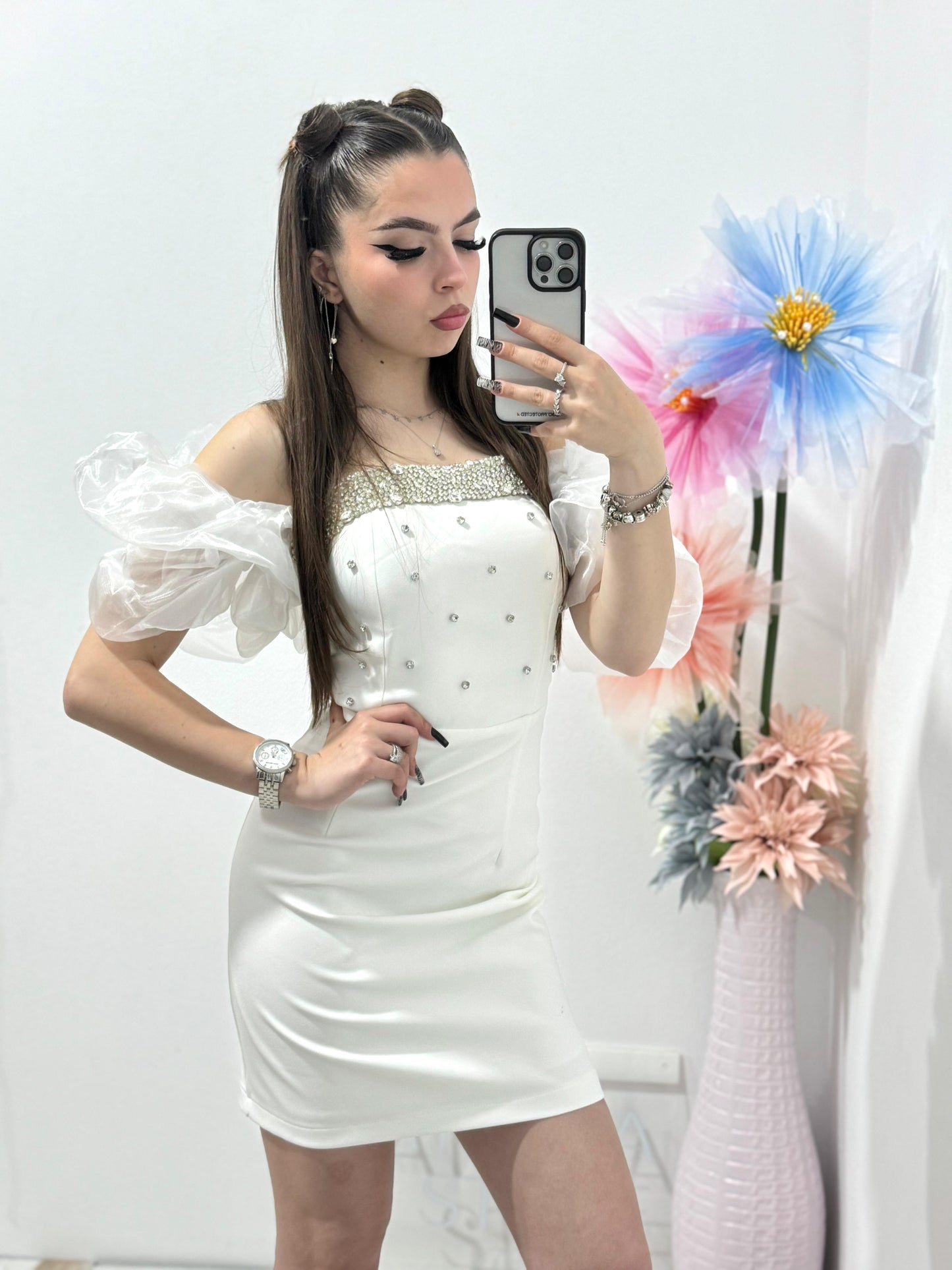 Rochie scurta alba Clarisse