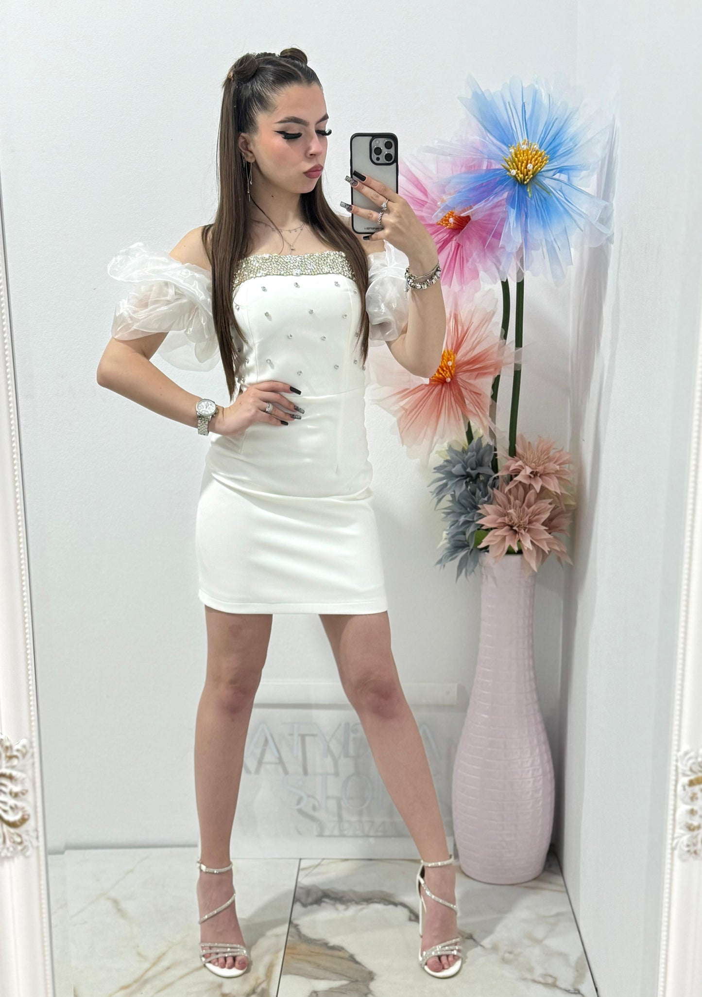 Rochie scurta alba Clarisse