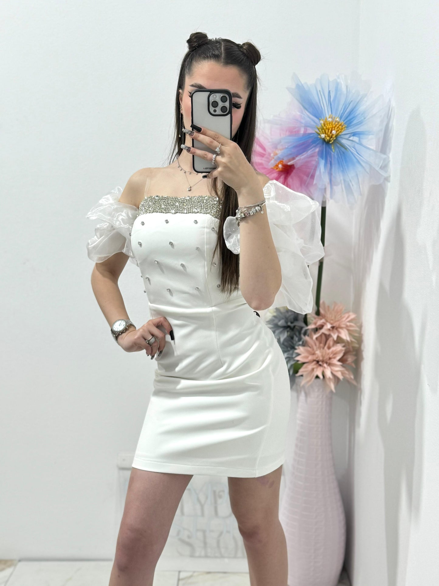 Rochie scurta alba Clarisse