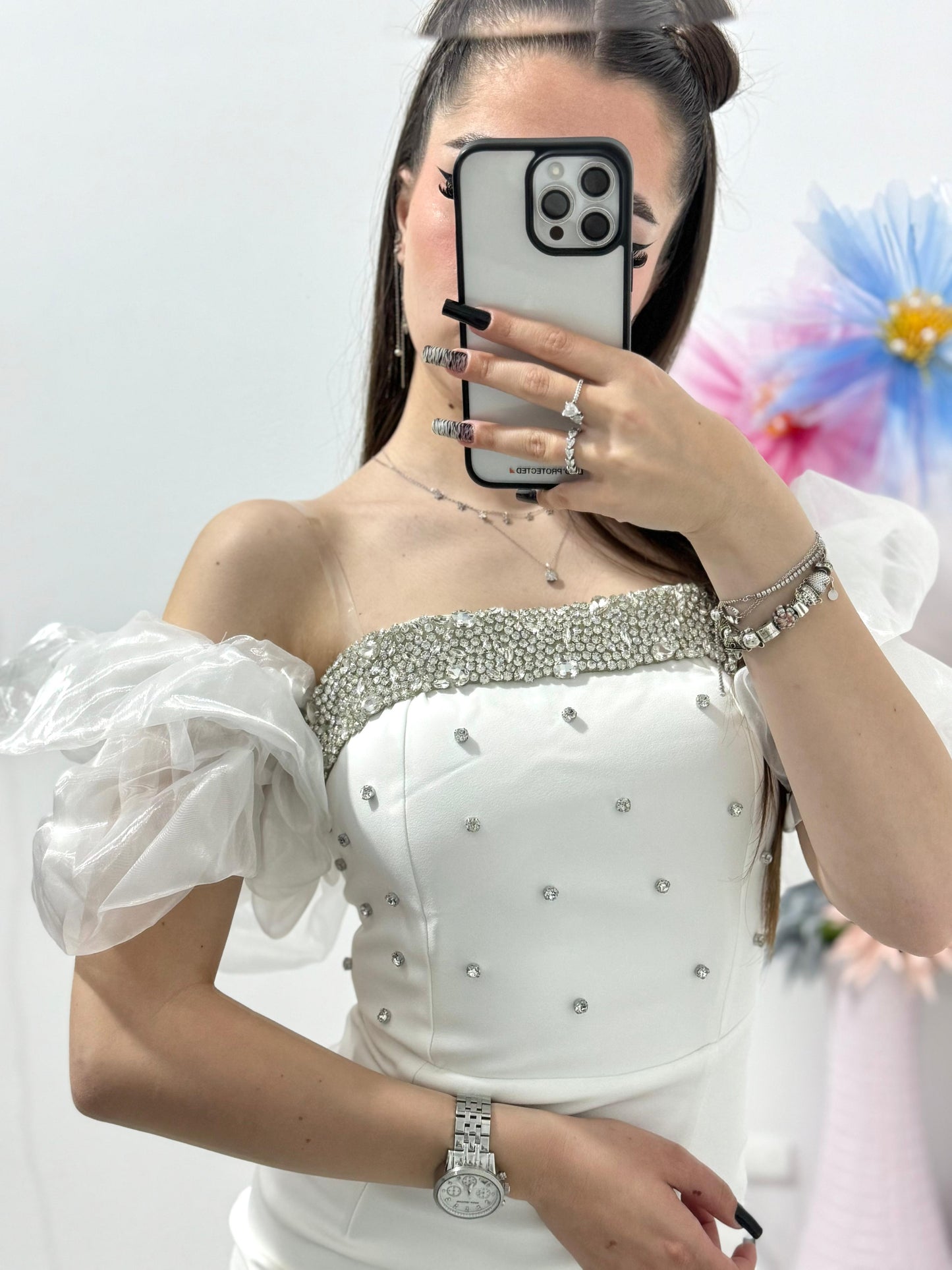 Rochie scurta alba Clarisse