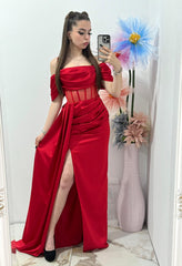 Rochie lunga rosie Adette