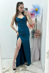 Rochie lunga turcoaz Laura