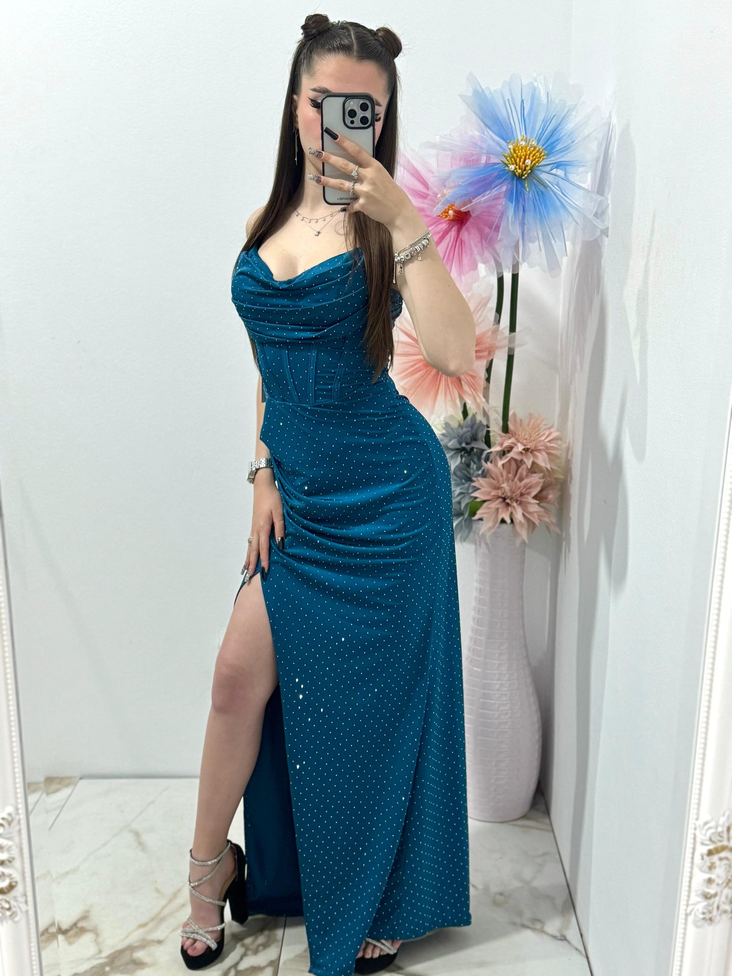 Rochie lunga turcoaz Laura