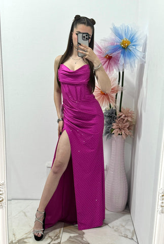 Rochie lunga fucsia Laura