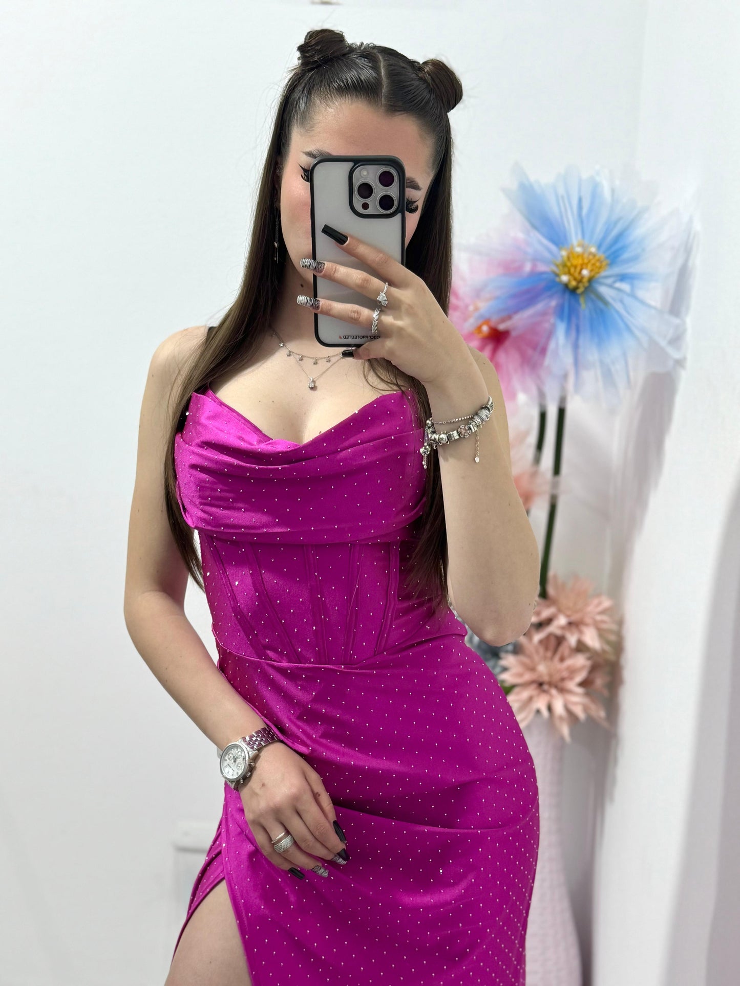Rochie lunga fucsia Laura