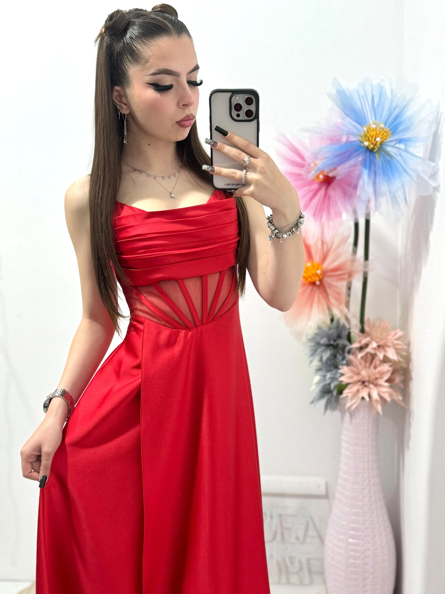 Rochie lunga rosie Afrodita