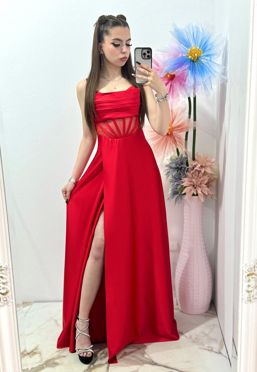 Rochie lunga rosie Afrodita