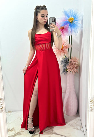 Rochie lunga rosie Afrodita