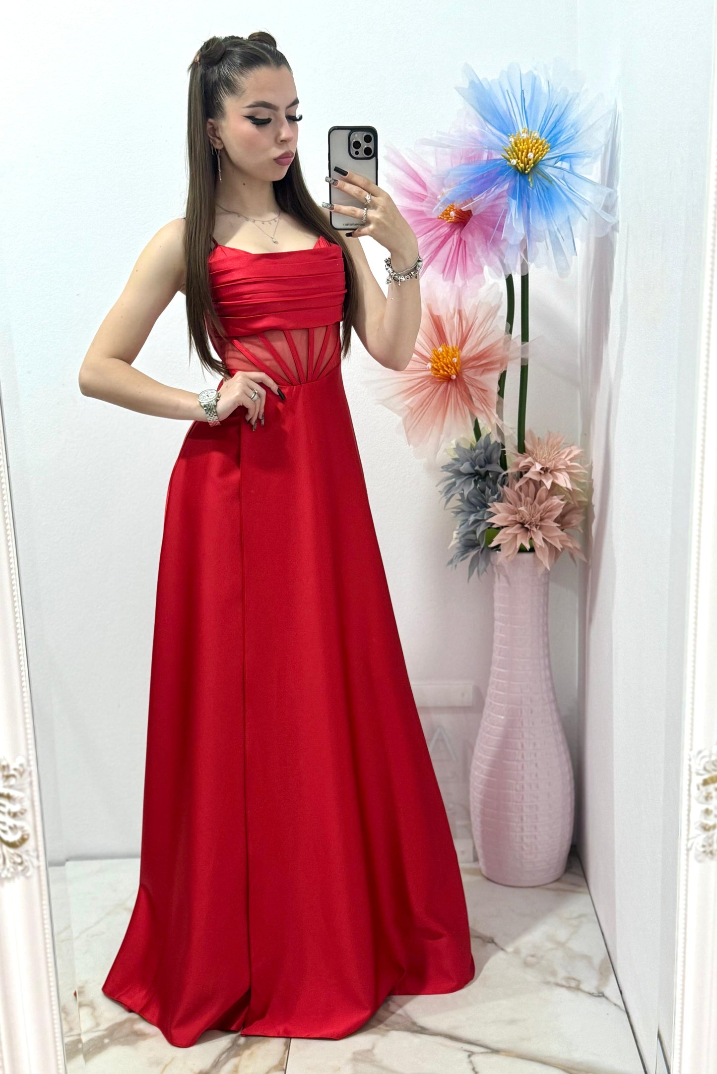 Rochie lunga rosie Afrodita