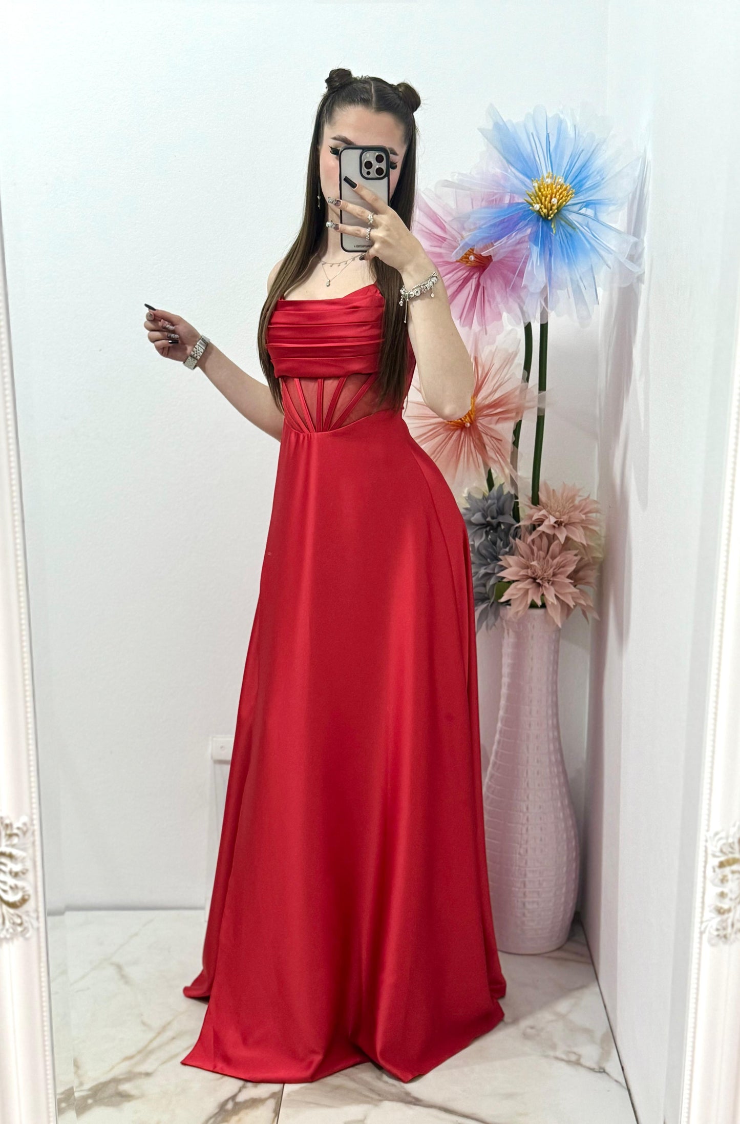 Rochie lunga rosie Afrodita