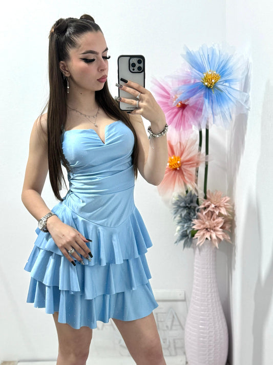 Rochie scurta bleu Sabrina