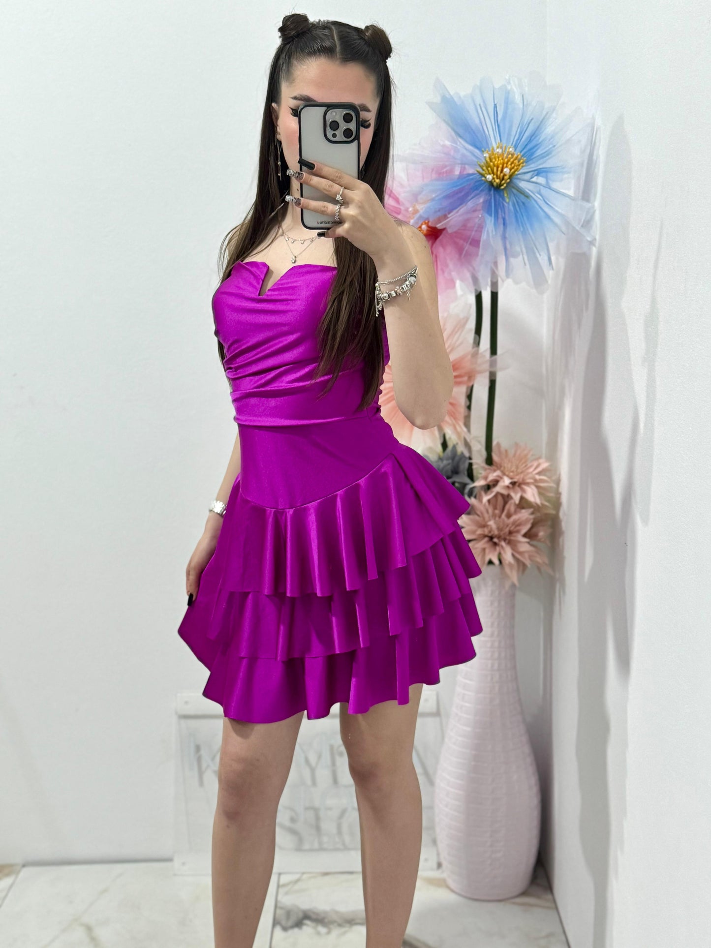 Rochie scurta fucsia Sabrina