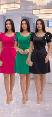 Rochie verde Flower cu aplicatii argintii