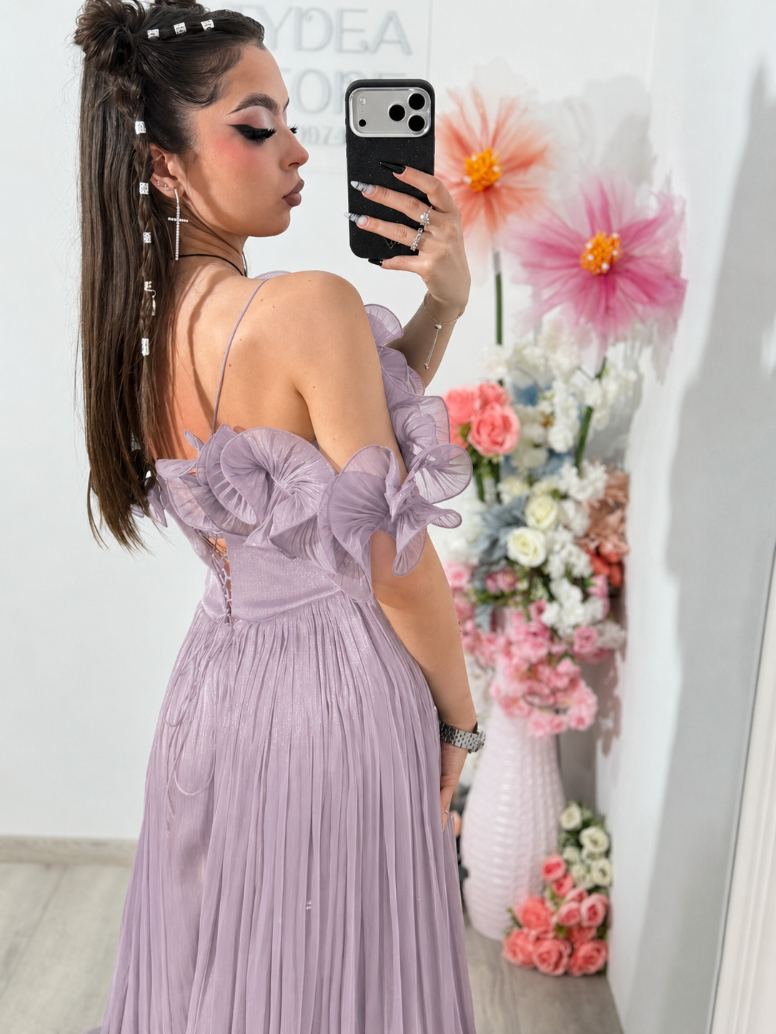 Rochie eleganta lila prafuit Paulinne