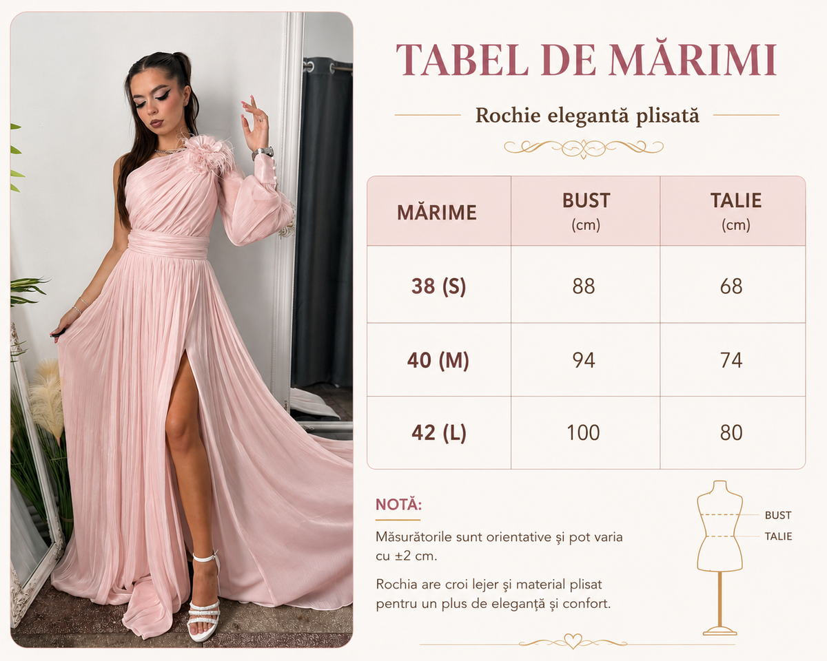 Rochie elegantă roz pudră VICTORIA
