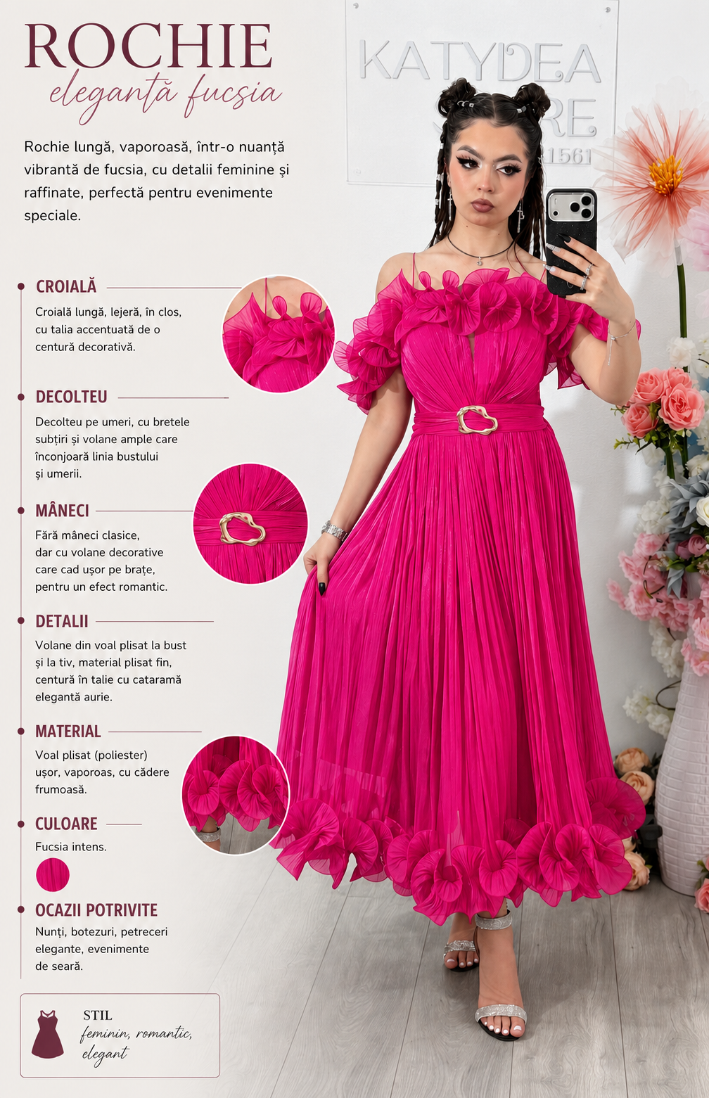 Rochie eleganta fucsia Paulinne