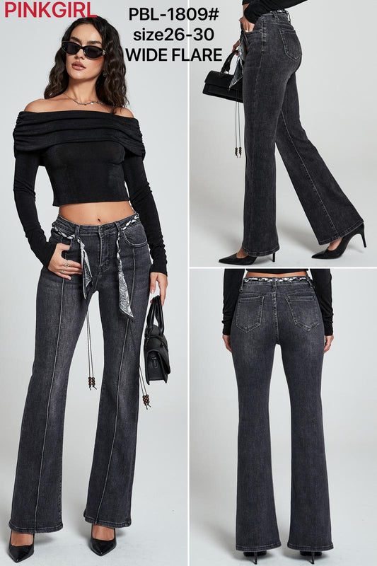 Blugi evazati negru-gri Kyle