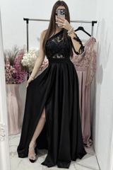 Rochie lunga din tafta neagra Elegance