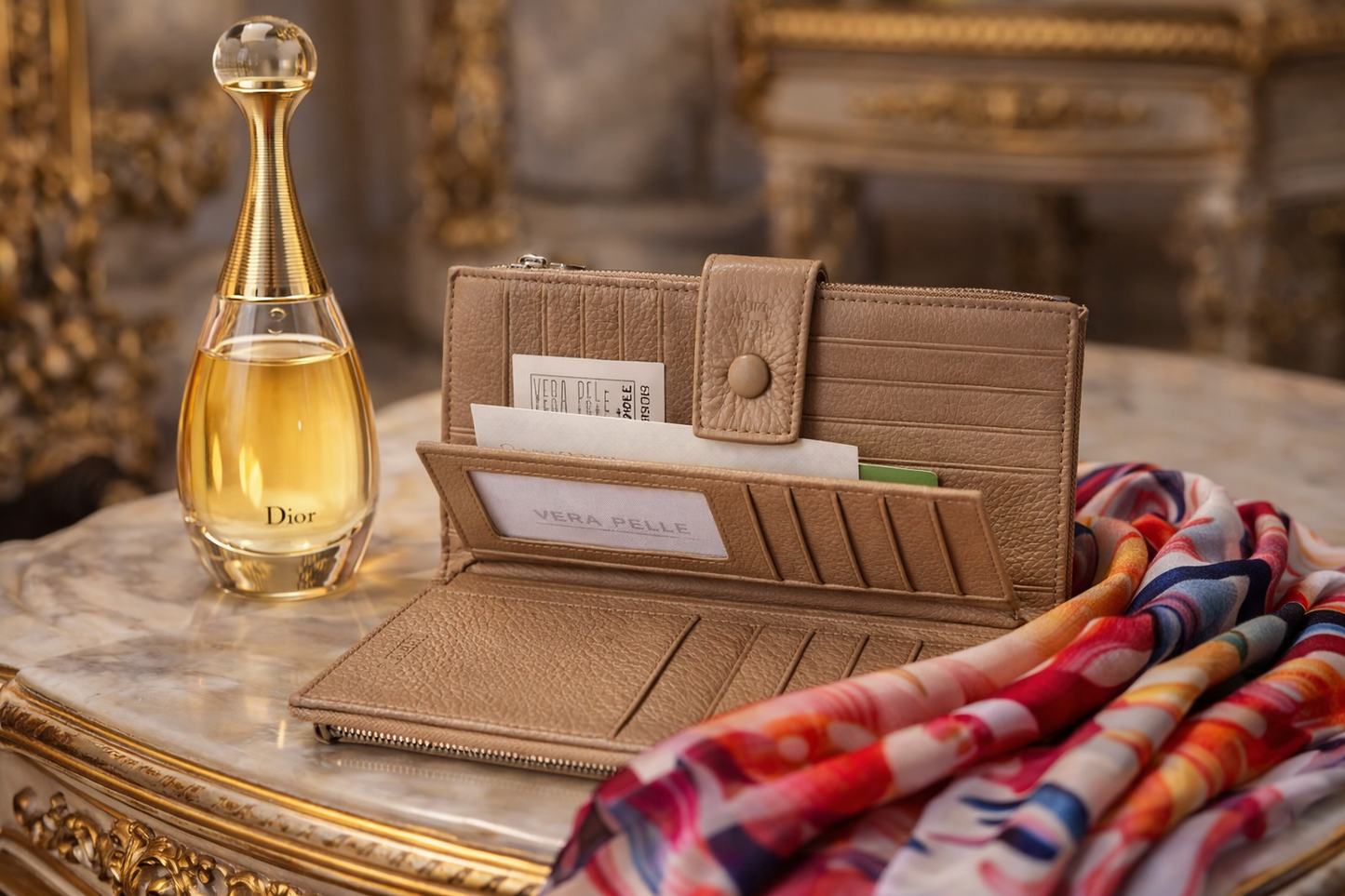 Portofel dama din piele naturală maro Fiona