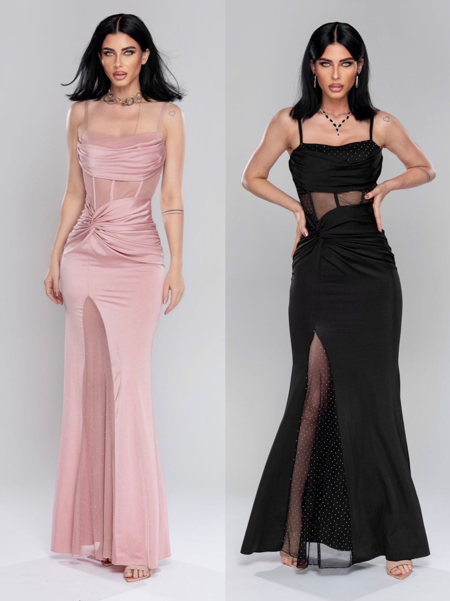 Rochie de seara,neagra cu cristale inserate Gabrielle