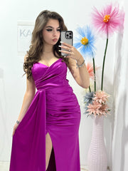 Rochie lunga eleganta fucsia Monique