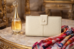 Portofel din piele naturala beige Fiona