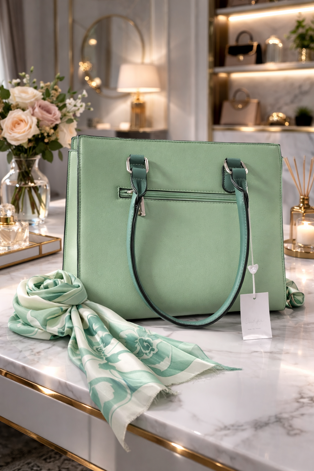 Geantă elegantă verde-menta Silvia