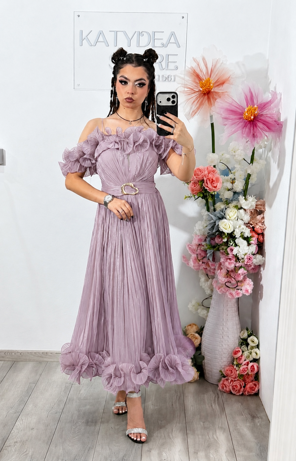Rochie eleganta lila prafuit Paulinne