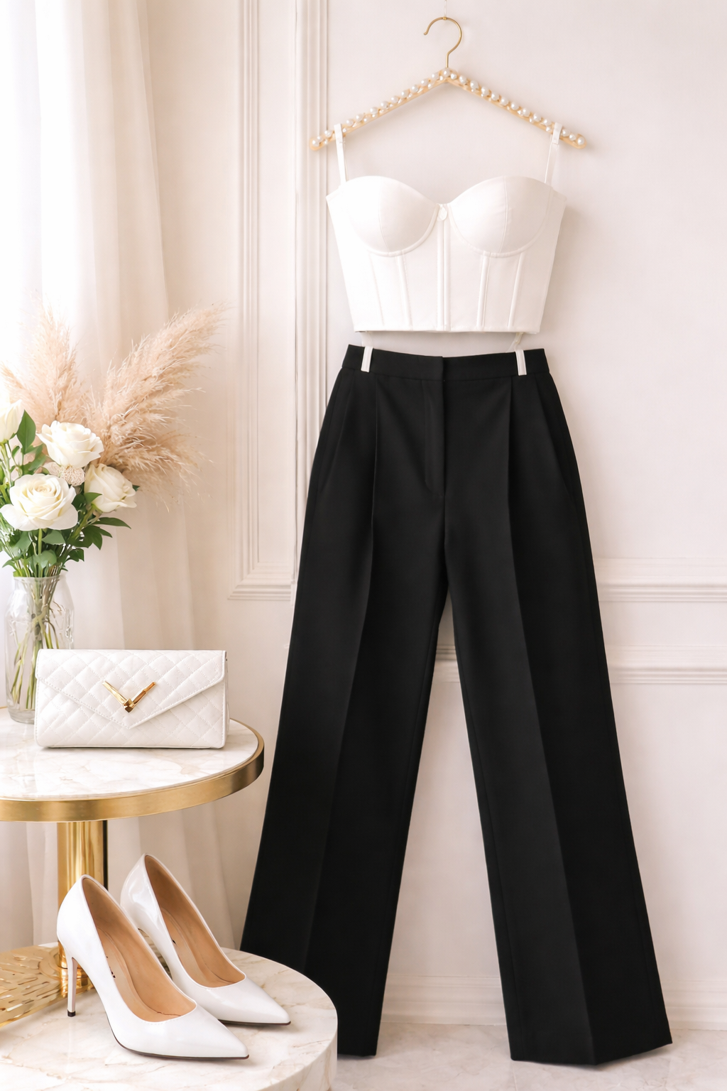 Pantalon cu talie inalta wideleg Caroline