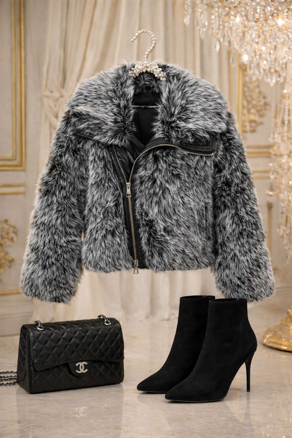 Blană scurtă gri SELENA