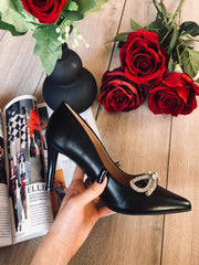 Pantof negru cu fundita Crystal